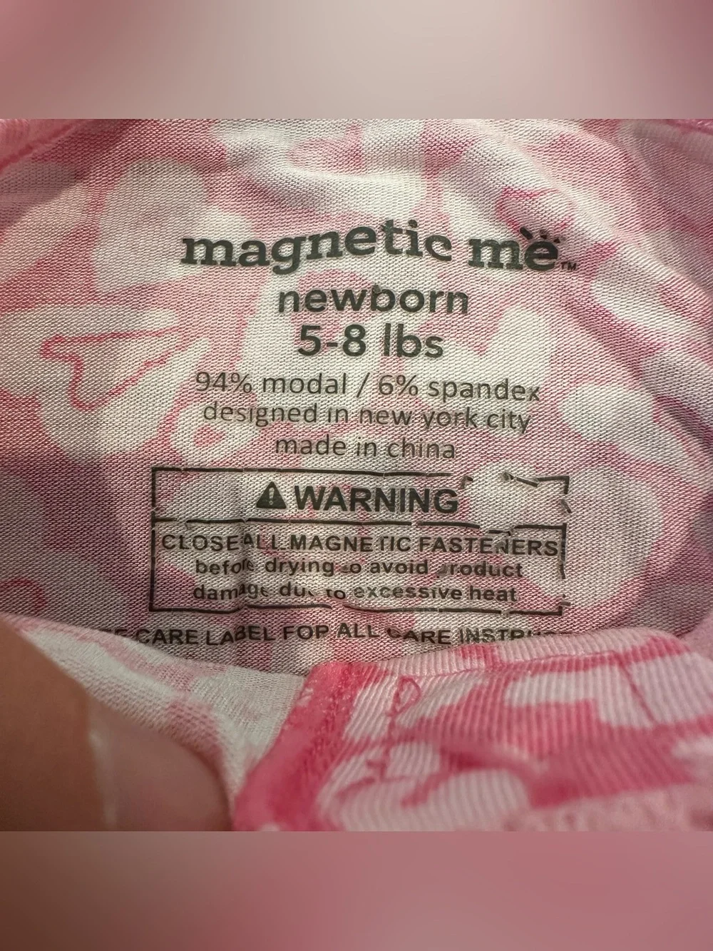 Magnetic Me Pink Heart-Print Footed Modal Sleeper Magnetic Closure Size Newborn